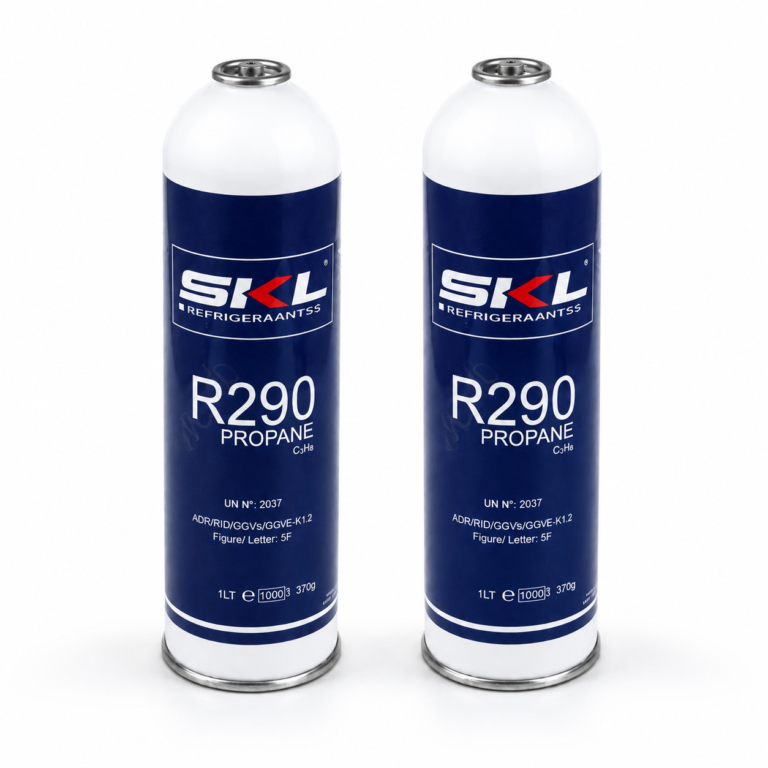 Two SKL R290 refrigerant gas cylinders 370g