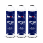 Three SKL R290 refrigerant gas cylinders 370g