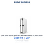 Cold Room Freezer Door 70 x 180cm HD Heated - 4 Sided Frame