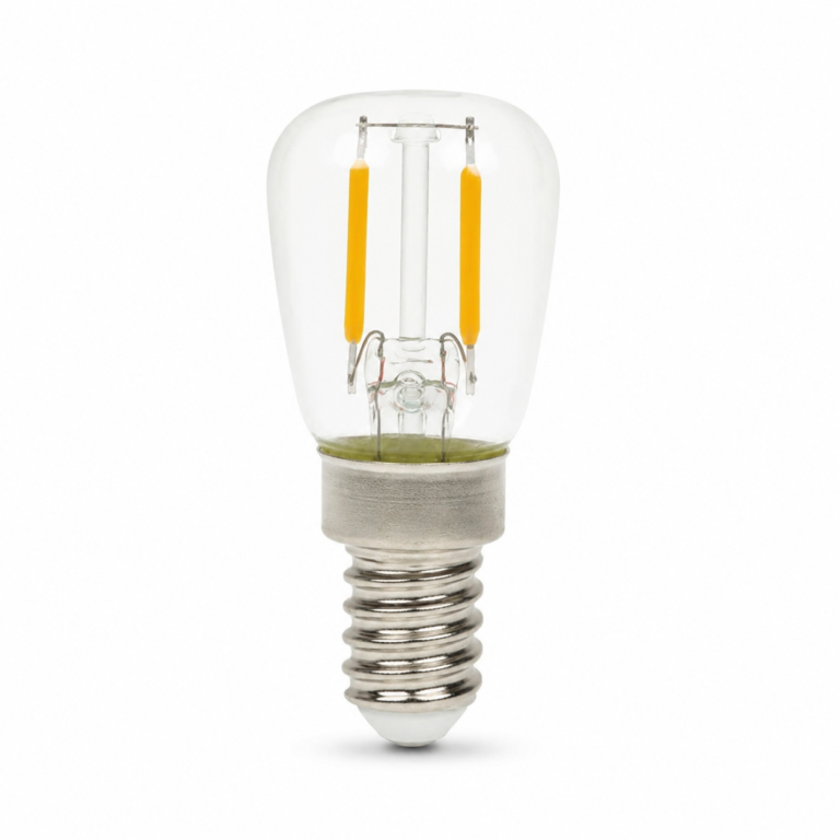 2W LED E14 SES fridge bulb 220-240V on white background
