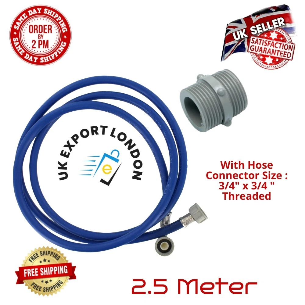 s-l1600-10.webp fits bosch 2.5M Washing Machine Dishwasher FILL HOSE EXTENSION Cold Water Inlet - Image 1