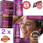 Bioblas Keratin & Collagen Shampoo 2x360ml Repair Hair Loss Volumising Care