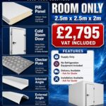 Commercial Cold Room Kit 2.5m x 2.5m Room Only Panels Door Trim