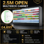 Open Display Fridge Commercial Multideck Chiller Retail Shop Display 2.5 meter