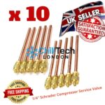 10x Schrader Access Valves 1/4" Copper Tube 10cm 6.3mm Beko compressor service