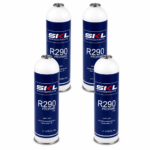 Four SKL R290 propane refrigerant cylinders, 370g each