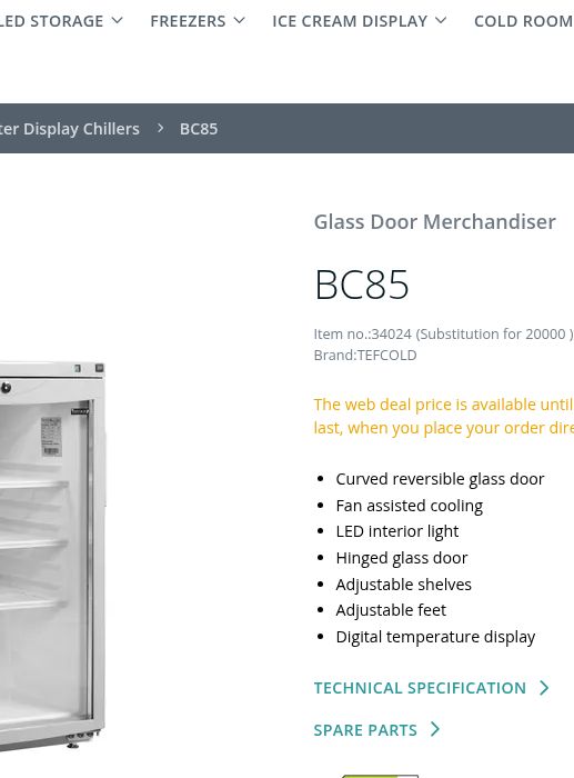 Tefcold glass door merchandiser