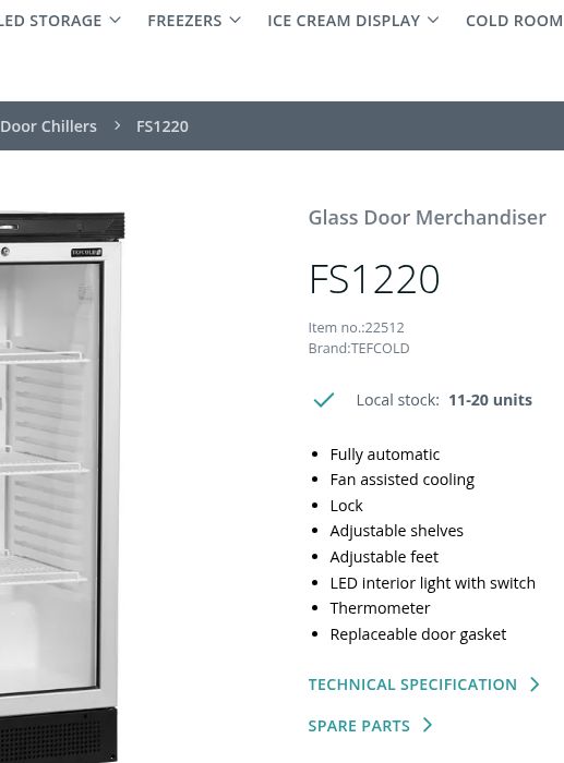 tefcold-fs1220 TEFCOLD FS1220 Glass Door Merchandiser - 190L - Image 1