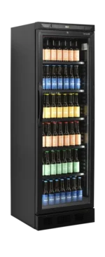 TEFCOLD CEV425 BLACK glass door merchandiser front view