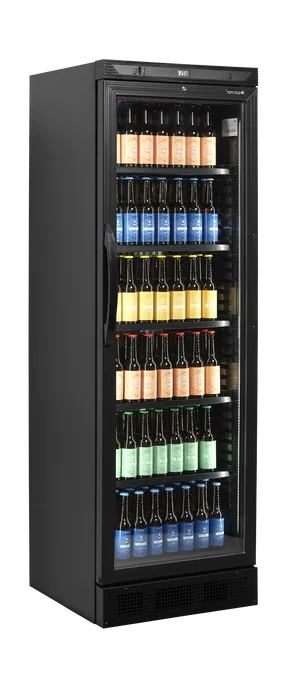 TEFCOLD CEV425 BLACK glass door merchandiser front view