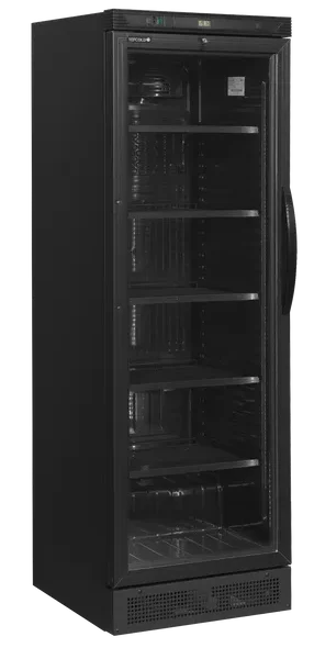 TEFCOLD CEV425 BLACK left hinged glass door merchandiser