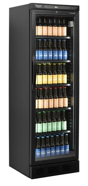 TEFCOLD CEV425 BLACK glass door merchandiser front view