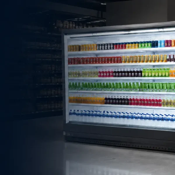 3.75 metre open multideck display cabinet installed in a modern supermarket