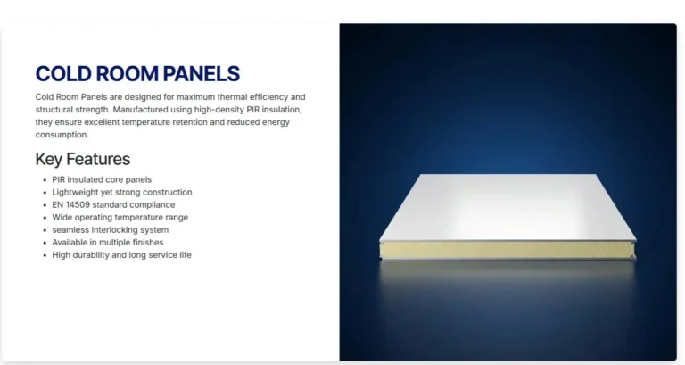PIR insulated cold room panel showing its high-density insulation core