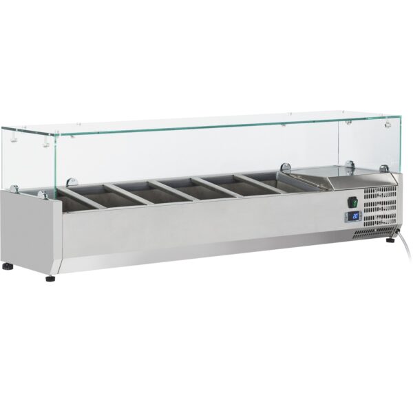 1400mm refrigerated pizza and sandwich prep top with glass guard