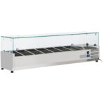 1600mm refrigerated pizza and sandwich prep top with glass guard