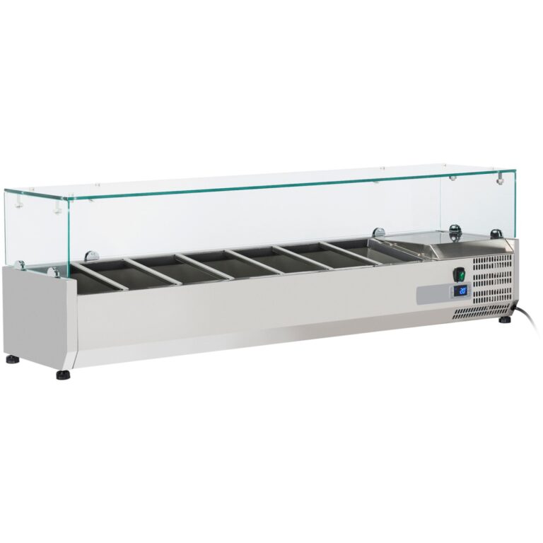 1600mm refrigerated pizza and sandwich prep top with glass guard