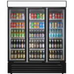 Commercial Glass Door Drinks Display Fridge – 3 Door, 760L Black | BRVEC1200