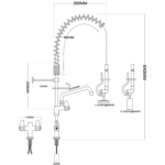 Commercial Pre Rinse Spray Tap with Swing Spout – 600mm Dual Inlet | BRVEQ7801A08 – view 2
