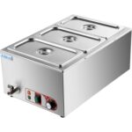 Countertop Wet Bain Marie – 3 × GN1/3 Pans & Lids, Drain Tap, 1.5kW BRVHB3