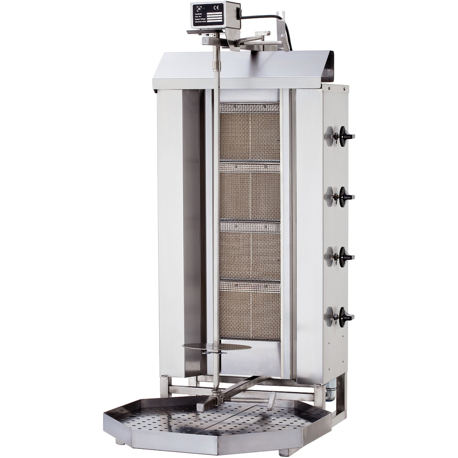 BRVDN221-product 60kg Gas Doner Kebab Grill – 4 Burners, 12kW, Top Motor