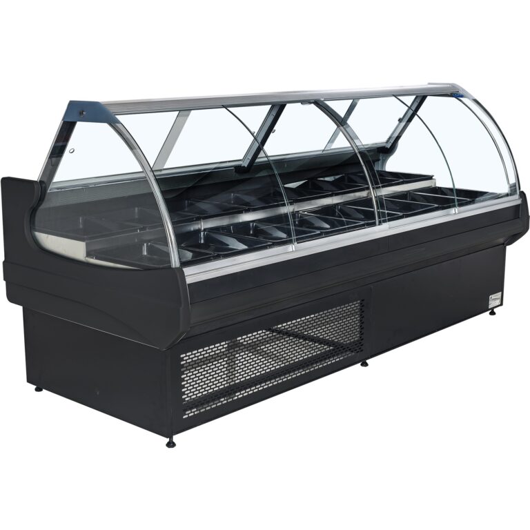 Butchers Meat Display Fridge – 1980mm Curved Glass Serve Over Counter | BRVBLUEL120