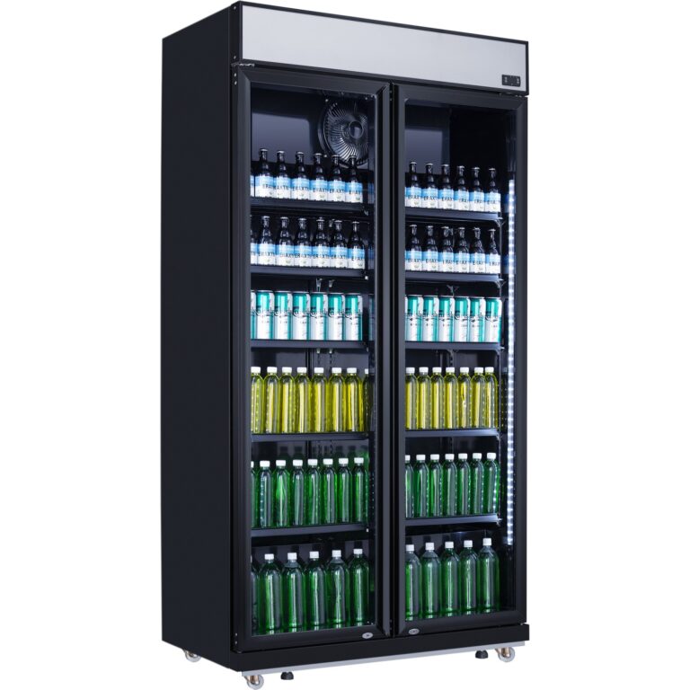 Double glass door drinks display fridge BRVLG805BBLACK