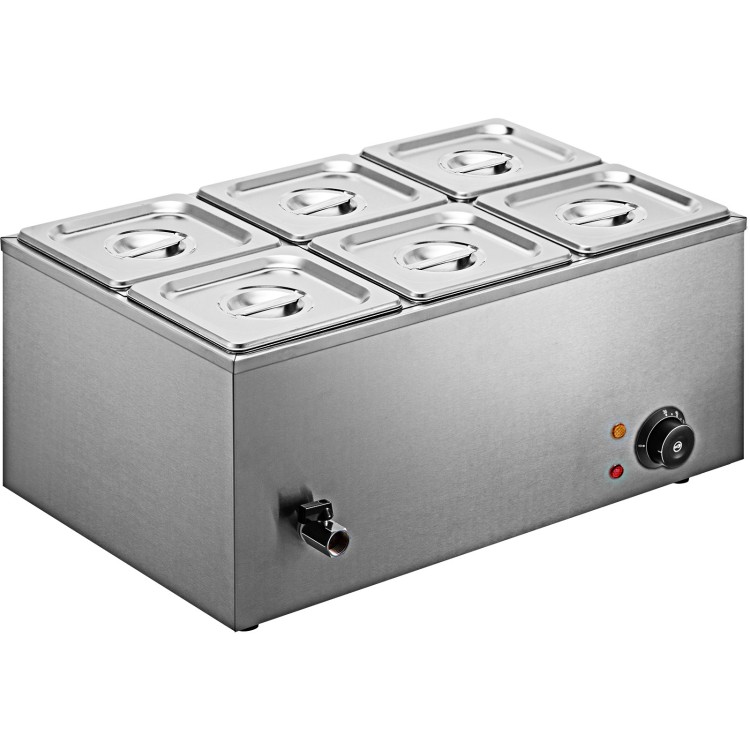 Countertop Wet Bain Marie – 6 × GN1/6 Pans & Lids, 600W BRVM406