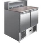 Commercial Pizza Prep Fridge – 2 Door Granite Top, 5 × GN 1/6 | BRVTHPS900 – view 2