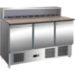 Commercial Pizza Prep Fridge – 3 Door Granite Top, 8 × GN 1/6 | BRVPZ33 – view 2