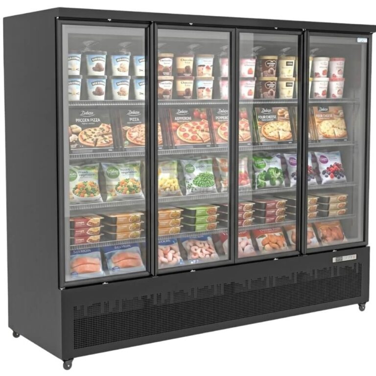 V-MAX 4 Door Upright Glass Door Display Freezer – Plug-In