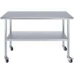 Mobile Kitchen Prep Table – 900 × 600mm Stainless Steel Top | BRVWT6090GMOBILE