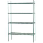Green epoxy wire cold room shelving unit
