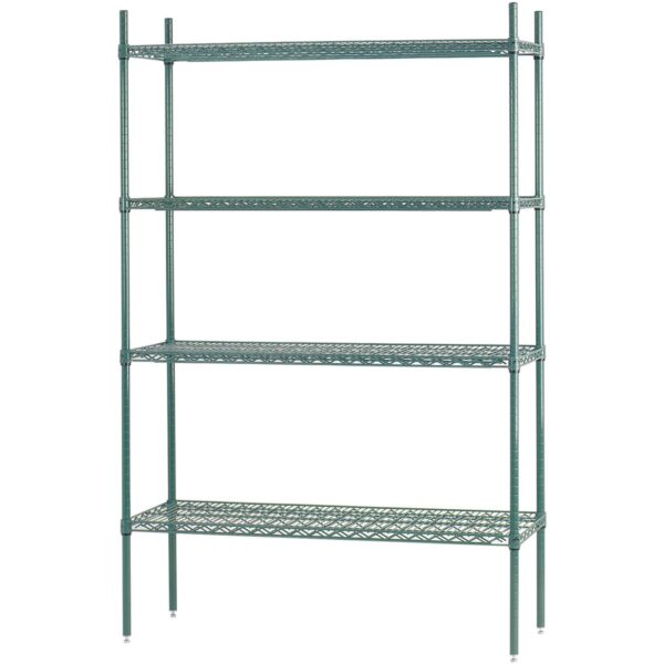 Green epoxy wire cold room shelving unit