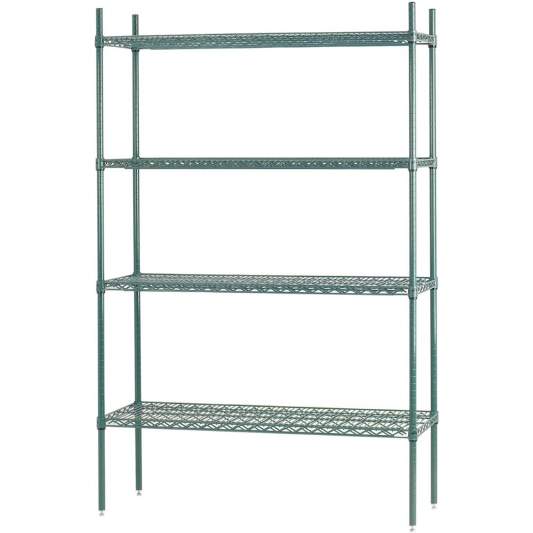 Green epoxy wire cold room shelving unit