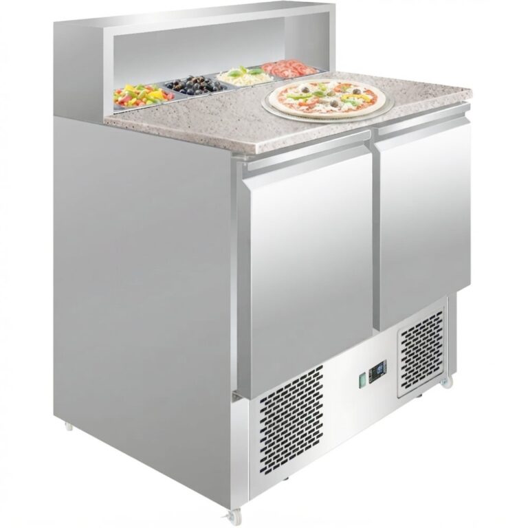 Commercial Pizza Prep Fridge – 2 Door Granite Top, 5 × GN 1/6 | BRVTHPS900